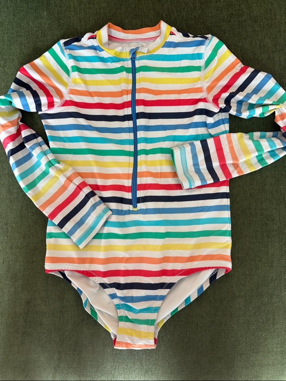 Primary Rainbow Stripe Long-Sleeve Rashguard in Multicolor